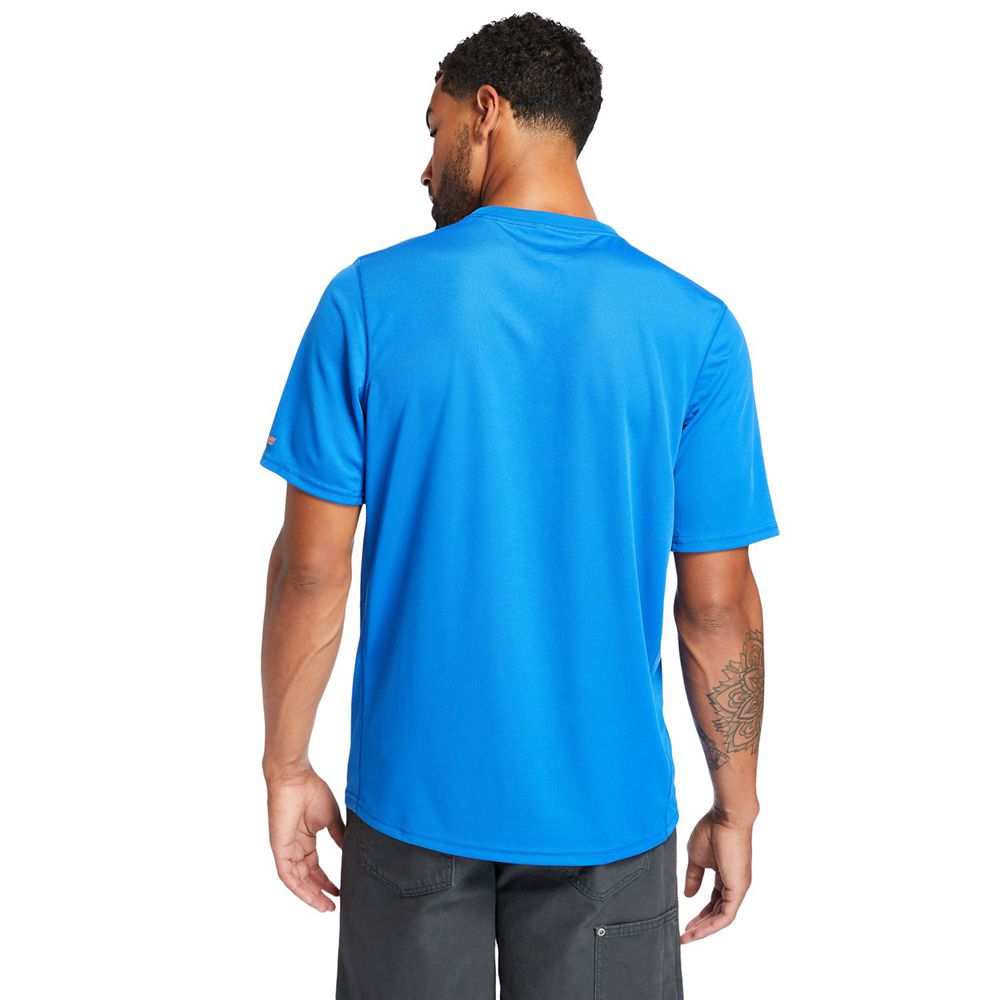 Camisetas Timberland Argentina Hombre - Pro® Wicking Good Short-Sleeve - Azules - QMKLFP-049